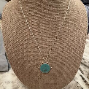 Lucky Brand Turquoise and White Double Sided Spinning Pendant Necklace